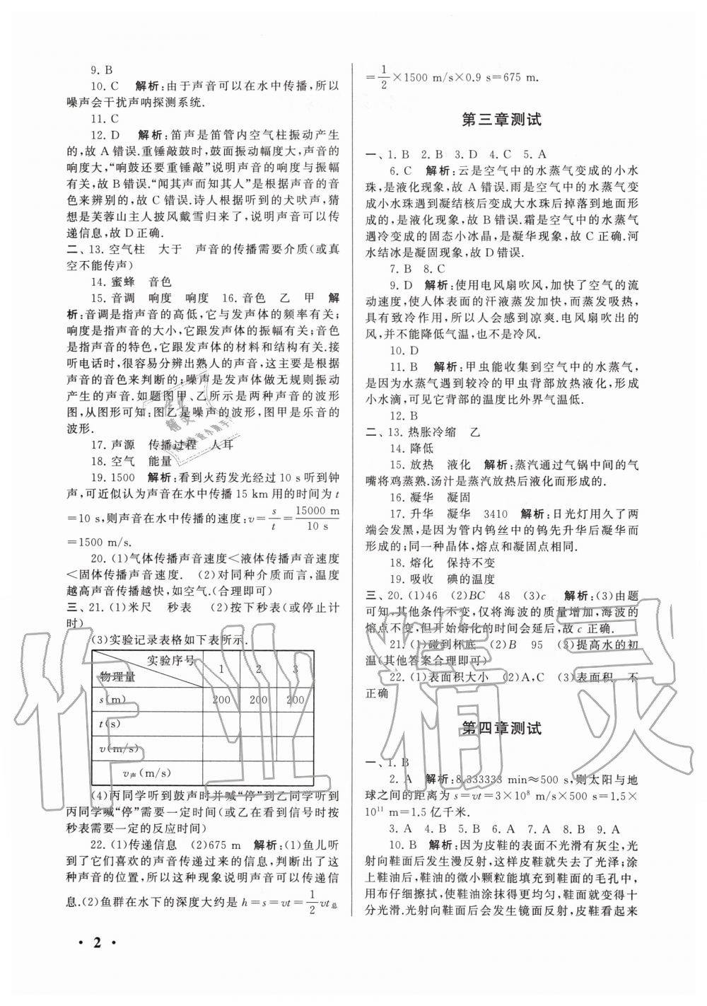 2020年期末寒假大串联八年级物理人教版黄山书社 第2页