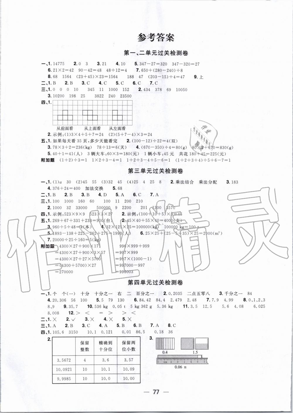 2020年阳光同学一线名师全优好卷四年级数学下册人教版 第1页