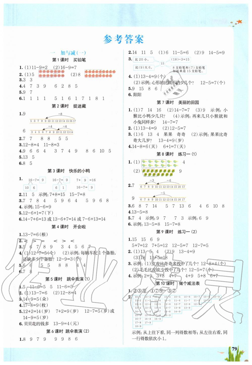 2020年陽光同學(xué)課時(shí)優(yōu)化作業(yè)一年級數(shù)學(xué)下冊北師大版深圳專版 第1頁