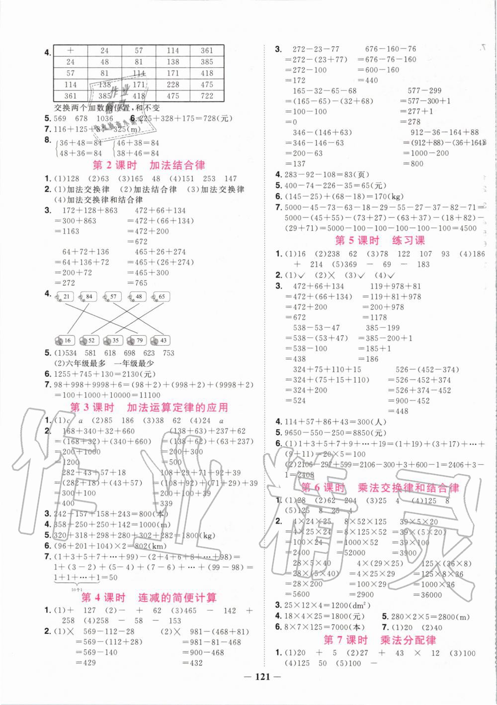 2020年阳光同学课时优化作业四年级数学下册人教版 第3页