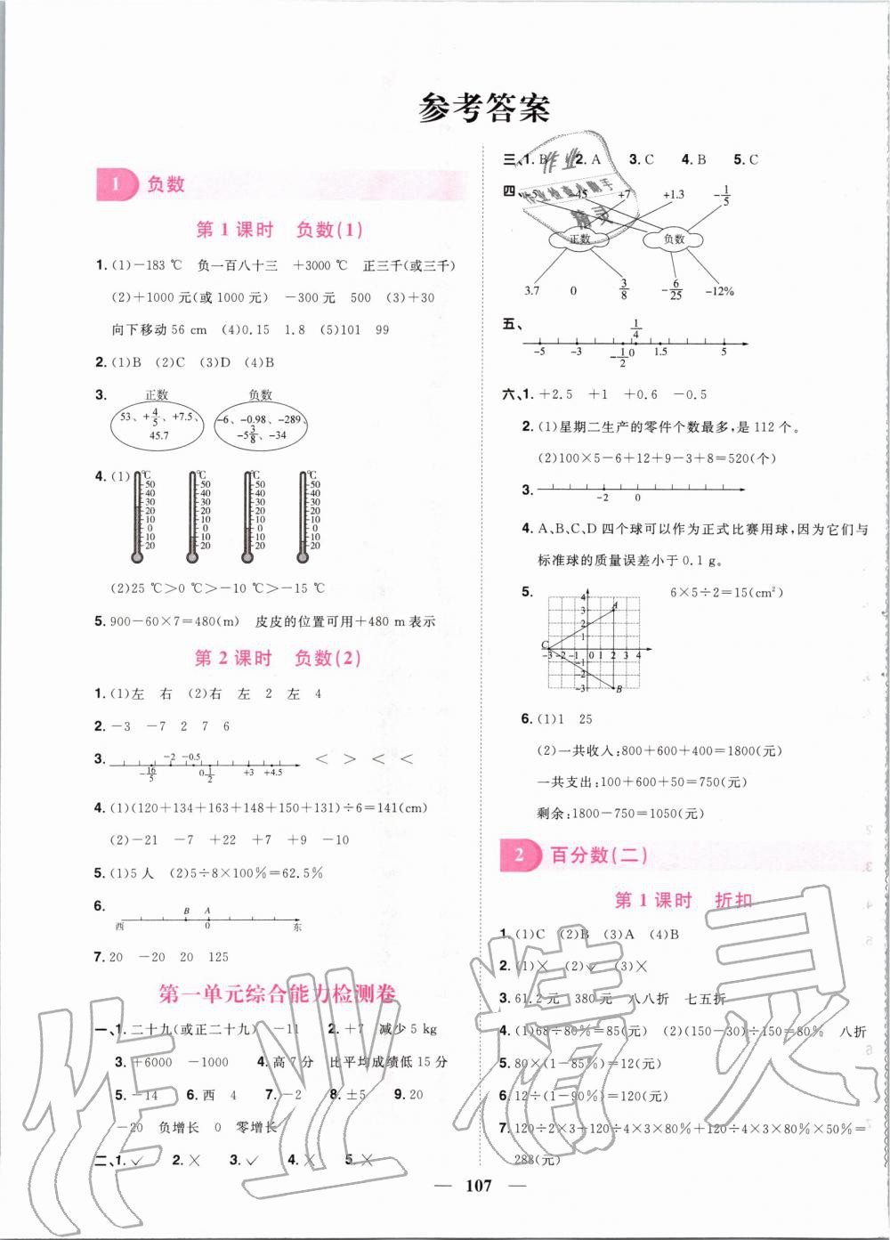 2020年阳光同学课时优化作业六年级数学下册人教版 第1页