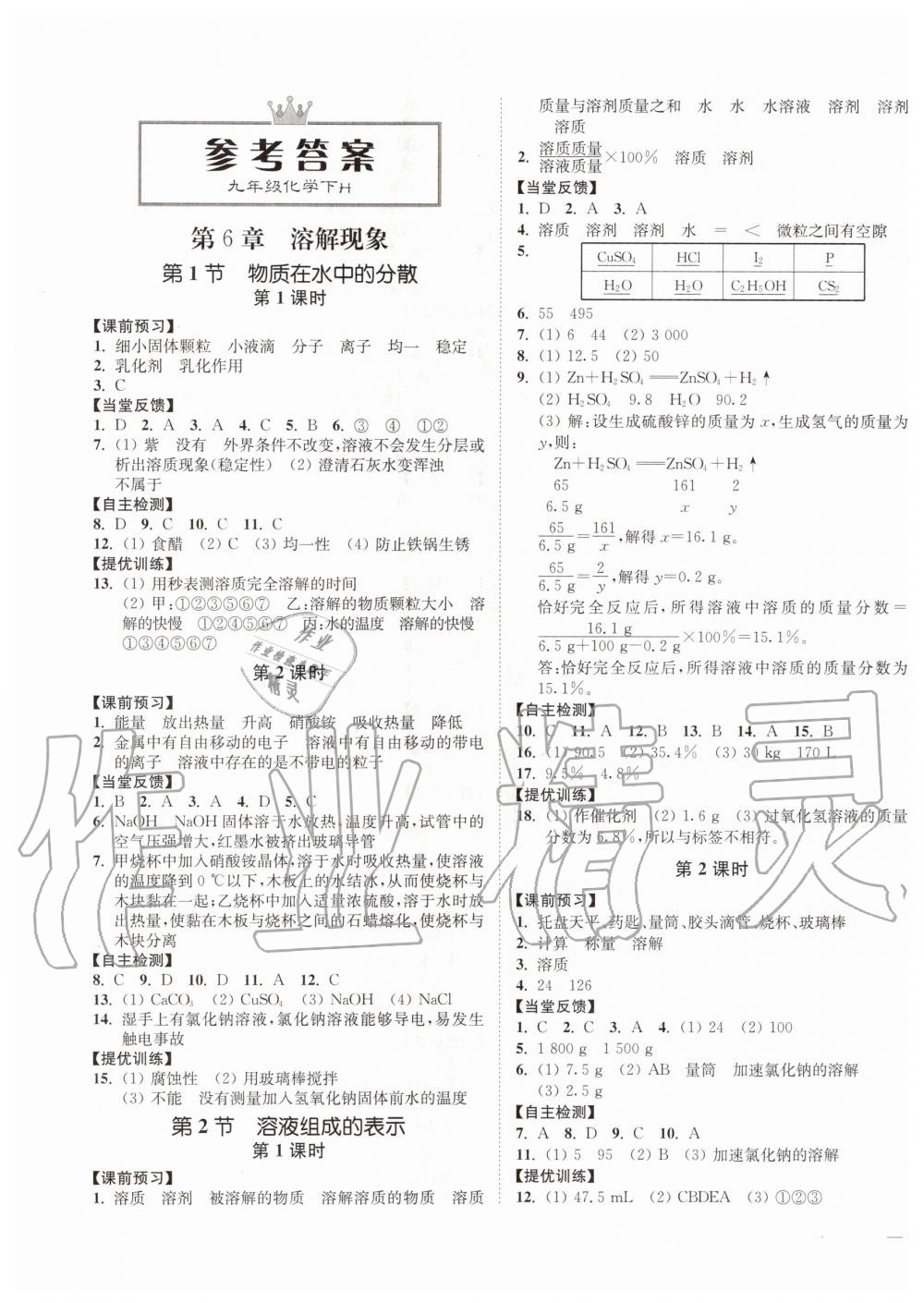 2020年南通小題課時(shí)作業(yè)本九年級化學(xué)下冊滬教版 第1頁