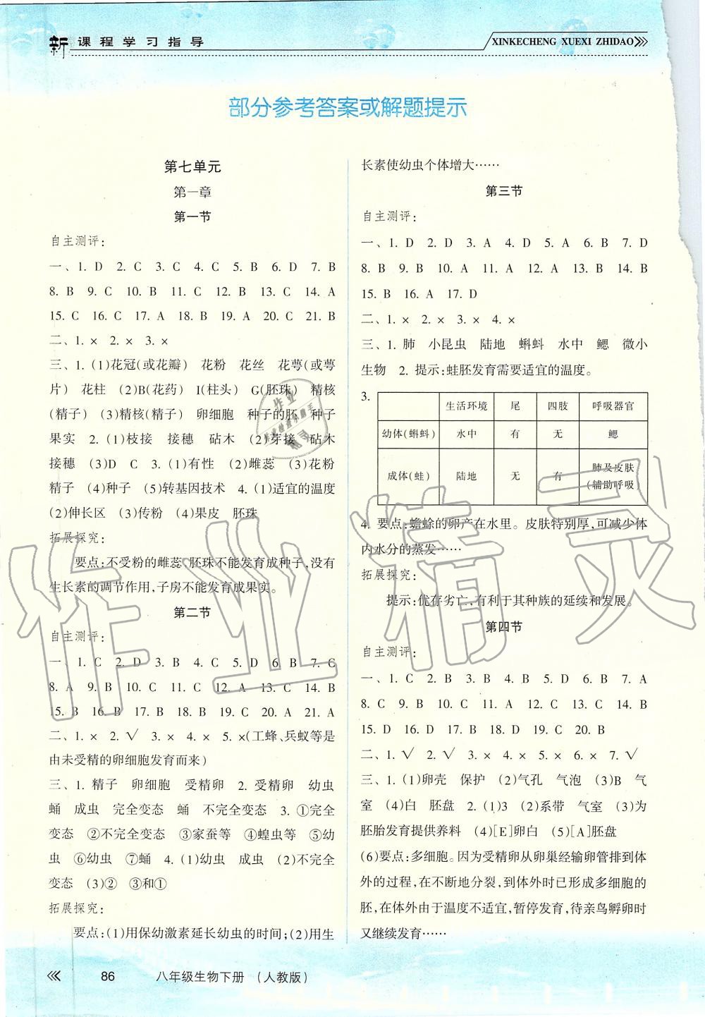 2019年新課程學(xué)習(xí)指導(dǎo)八年級生物下冊人教版 第1頁