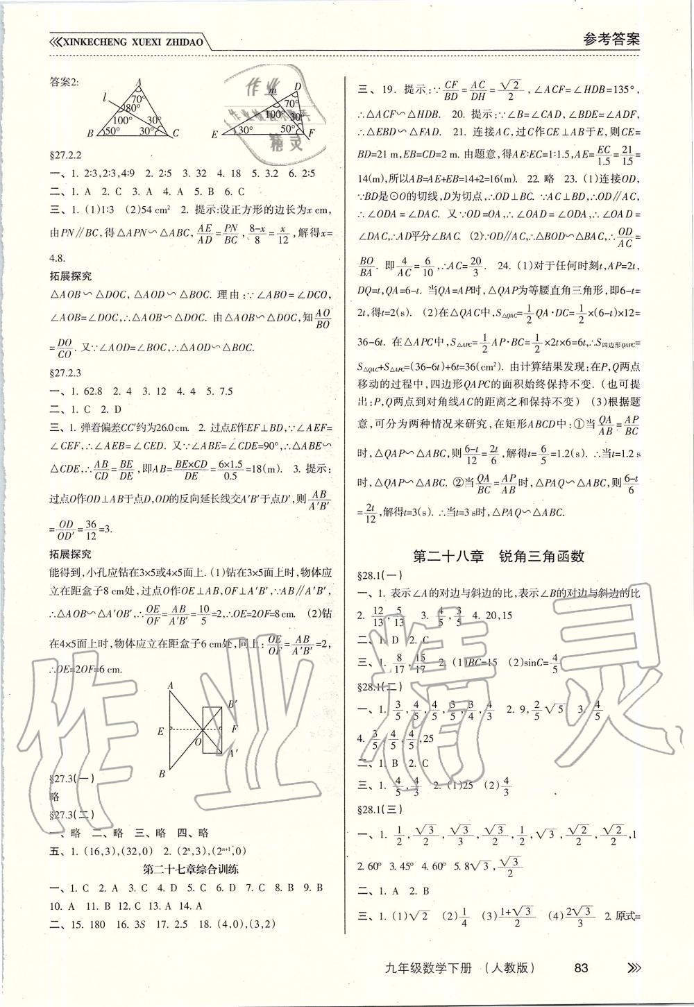 2019年新課程學(xué)習(xí)指導(dǎo)九年級(jí)數(shù)學(xué)下冊(cè)人教版 第3頁(yè)