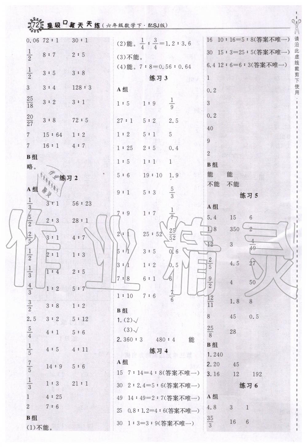 2020年星級口算天天練六年級數(shù)學下冊蘇教版 第4頁