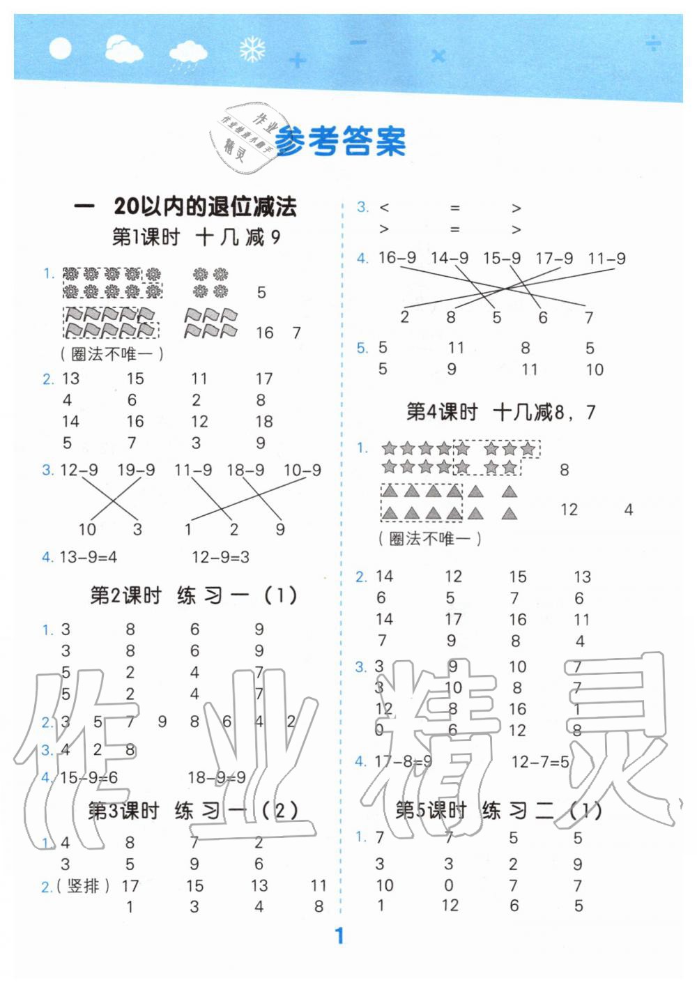 2020年小學(xué)口算大通關(guān)一年級(jí)數(shù)學(xué)下冊(cè)蘇教版 第1頁(yè)