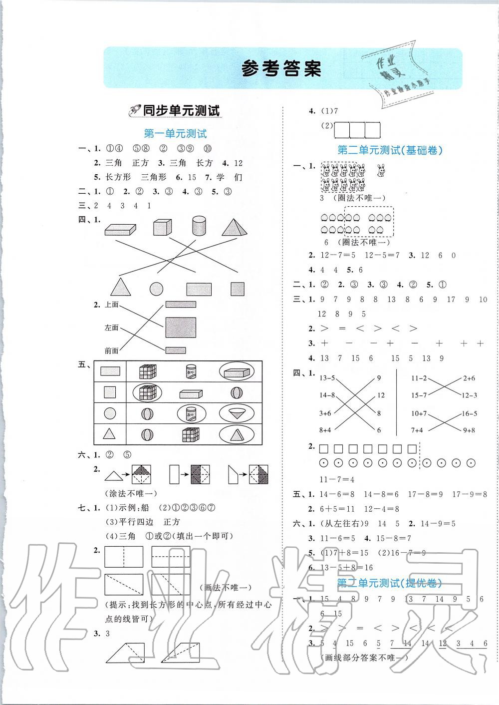 2020年53全優(yōu)卷小學(xué)數(shù)學(xué)一年級(jí)下冊人教版 第1頁