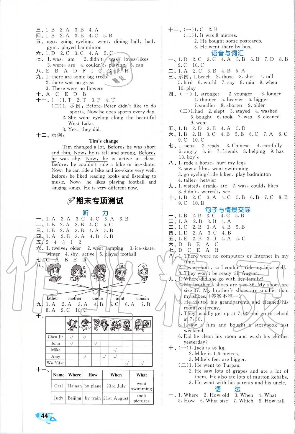 2020年53全優(yōu)卷小學英語六年級下冊人教PEP版 第3頁