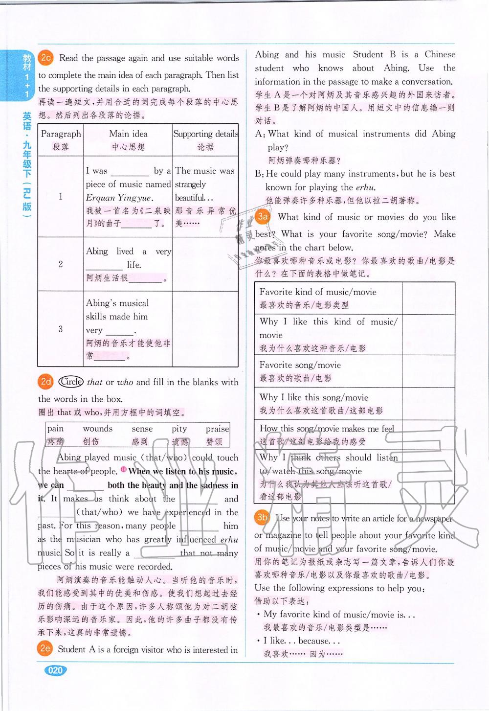 2020年課本九年級(jí)英語全一冊(cè)人教版 參考答案第20頁