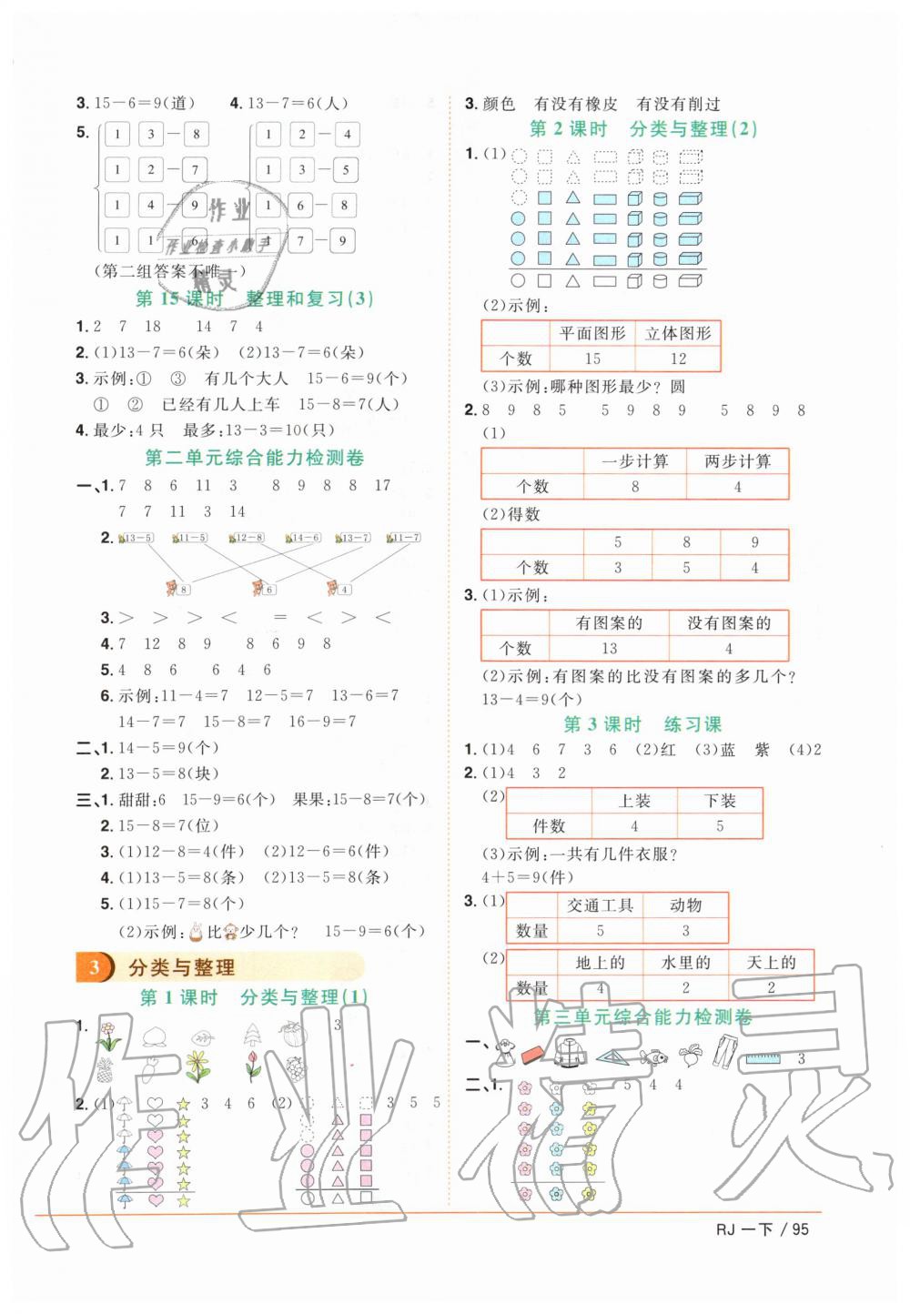 2020年阳光同学课时优化作业一年级数学下册人教版 第3页