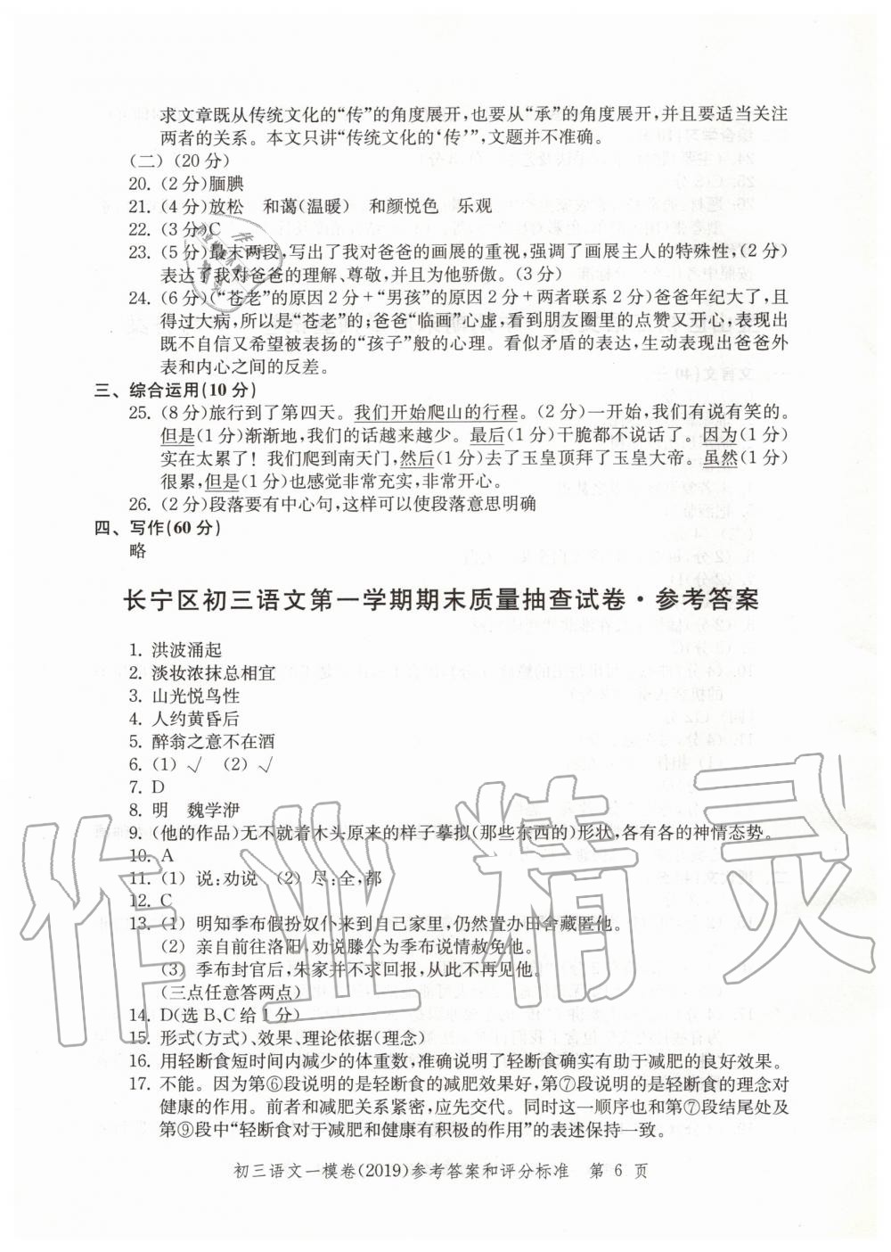 2019年領(lǐng)先一步文化課強化訓(xùn)練九年級語文上冊人教版 第6頁