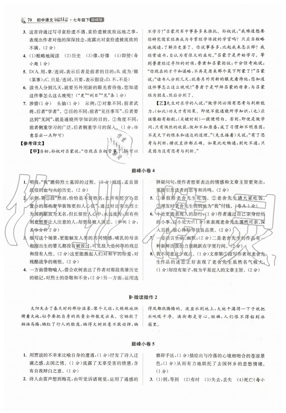 2020年初中語(yǔ)文小題狂做七年級(jí)下冊(cè)人教版巔峰版 第2頁(yè)