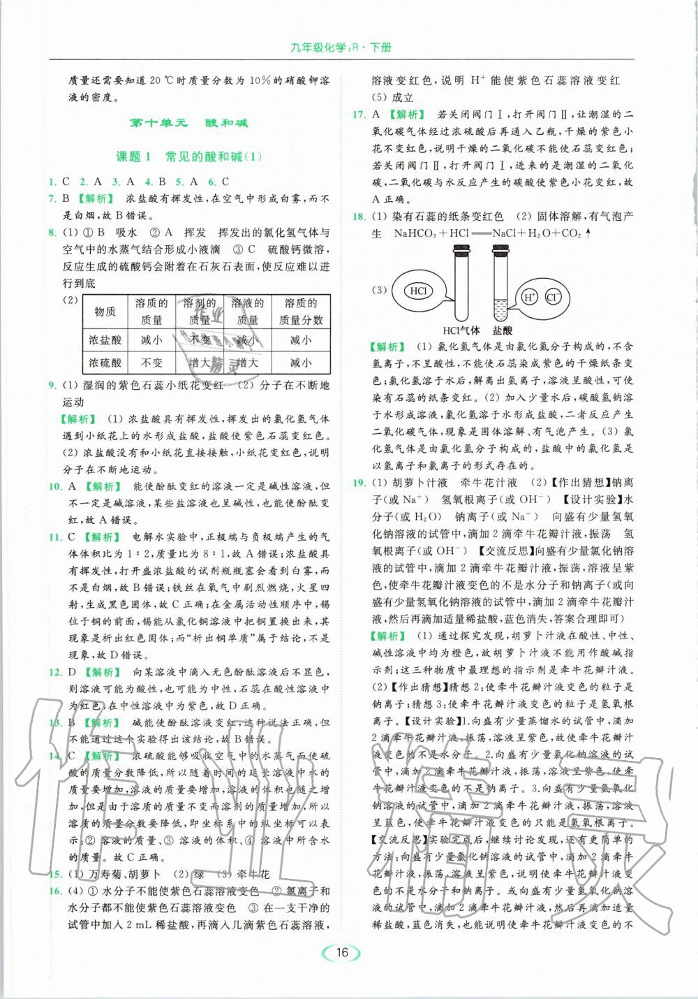 2020年亮點(diǎn)給力提優(yōu)課時(shí)作業(yè)本九年級(jí)化學(xué)下冊(cè)人教版 第16頁(yè)