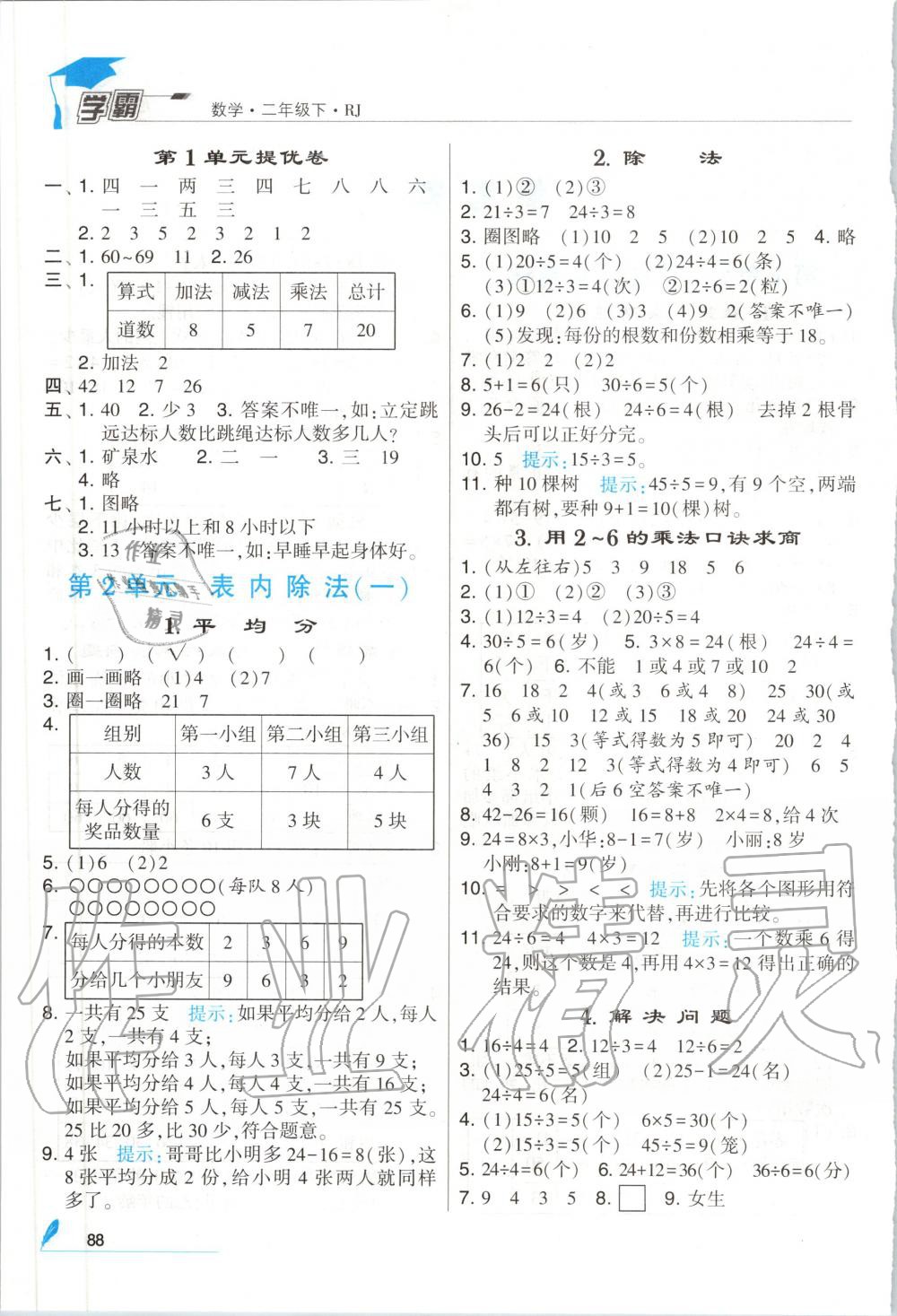 2020年经纶学典学霸二年级数学下册人教版 第2页