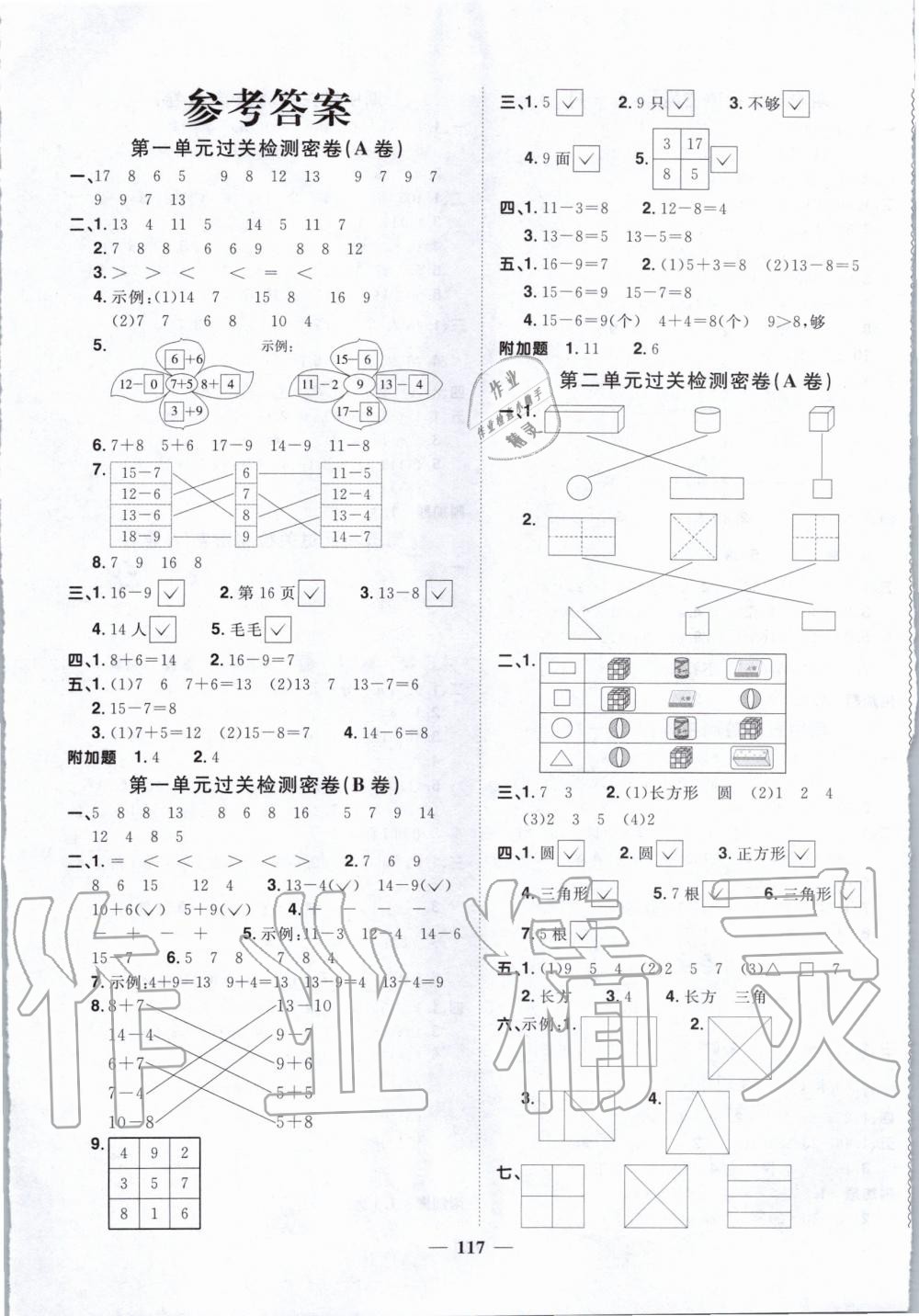 2020年阳光同学一线名师全优好卷一年级数学下册苏教版 第1页