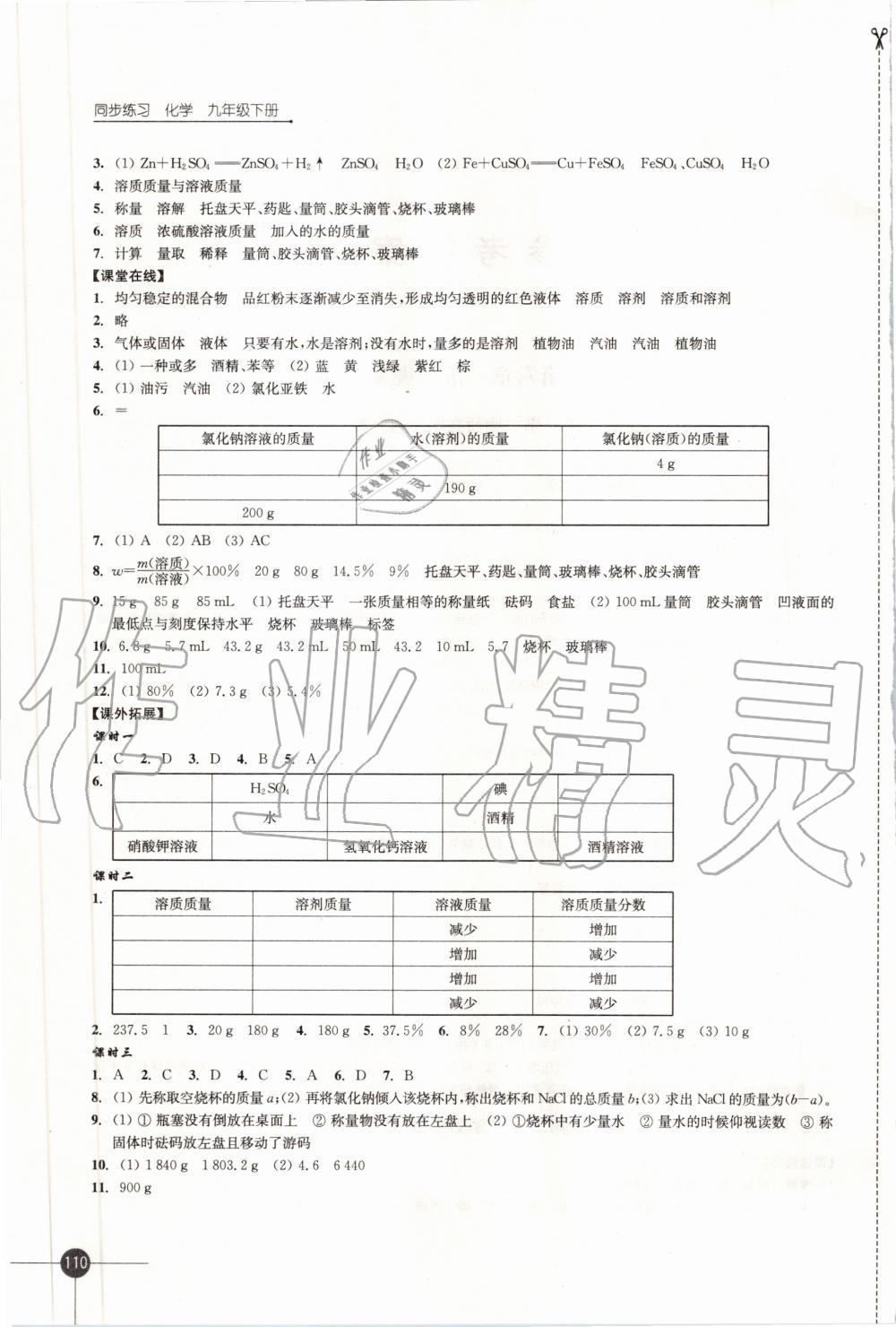 2020年同步练习九年级化学下册沪教版江苏凤凰科学技术出版社 第2页