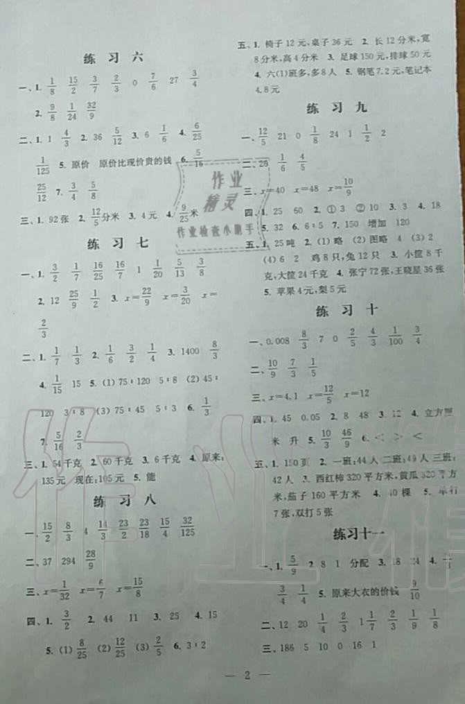 2020年快乐假期小学数学寒假作业六年级江苏凤凰科学技术出版社 第2页