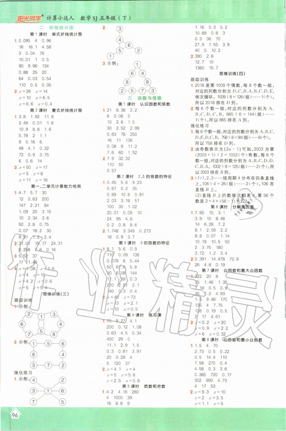 2020年阳光同学计算小达人五年级数学下册苏教版 第2页