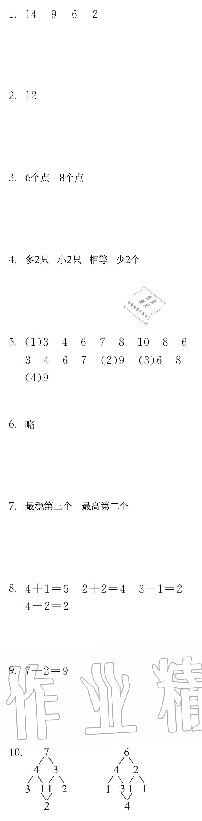 2020年长江寒假作业一年级数学人教版崇文书局 第3页