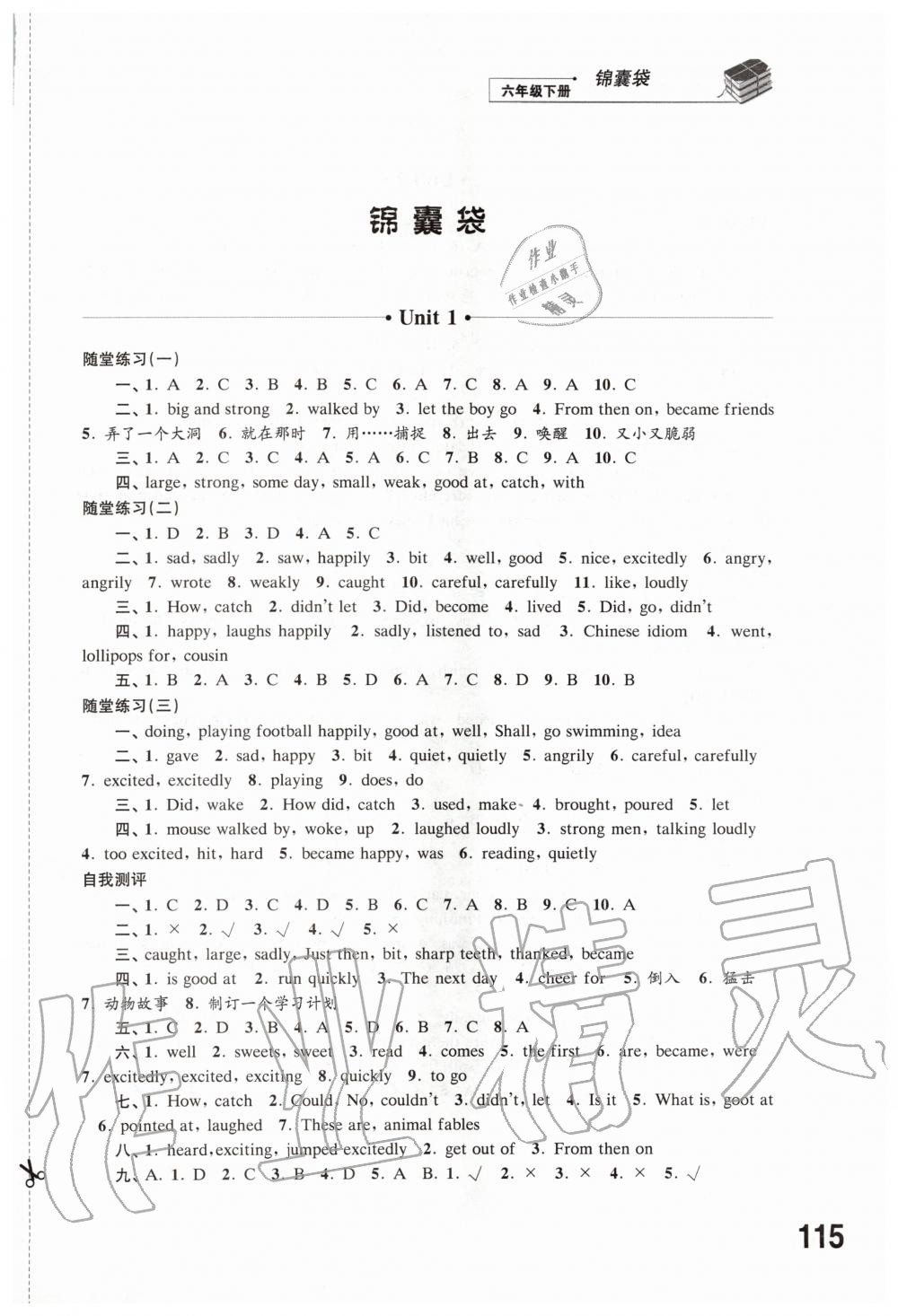 2020年同步练习六年级英语下册译林版江苏凤凰科学技术出版社 第1页