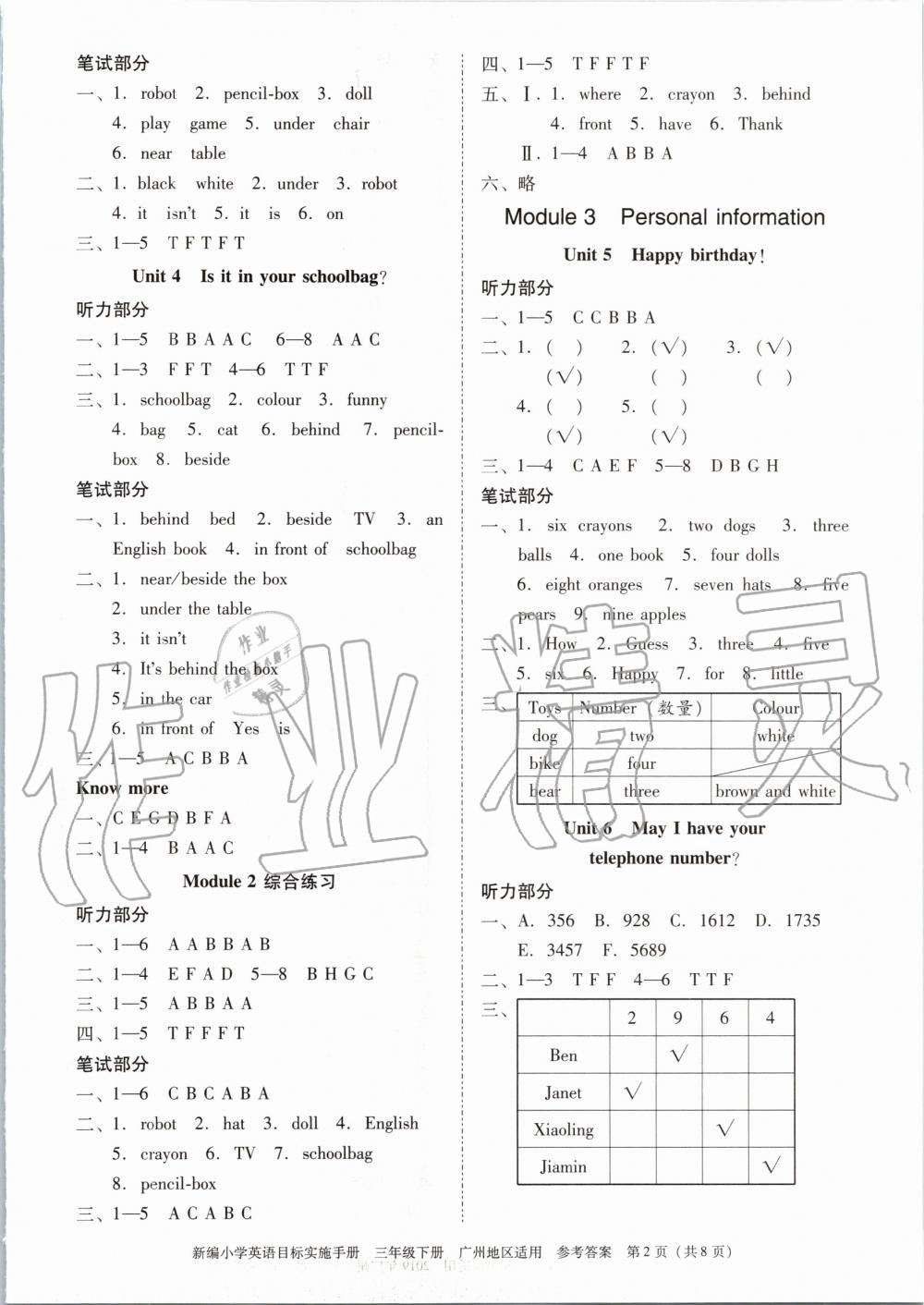 2020年新編小學(xué)英語目標(biāo)實施手冊三年級下冊教科版廣州專版 第2頁