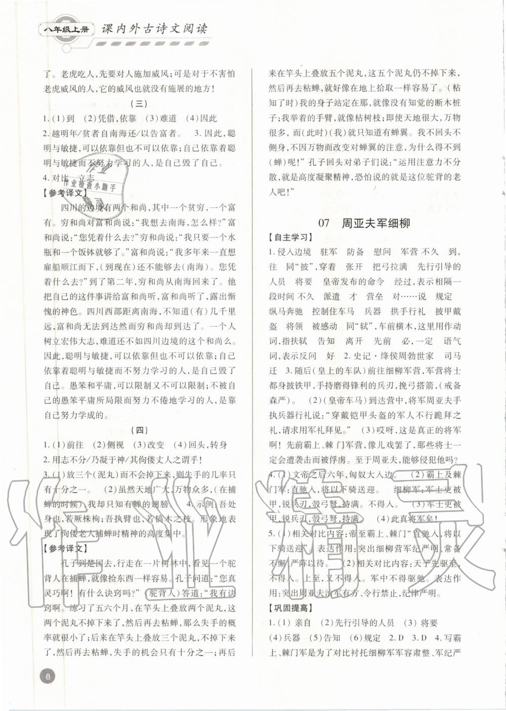 2020年專題攻略課內外古詩文閱讀高效訓練八年級 第8頁