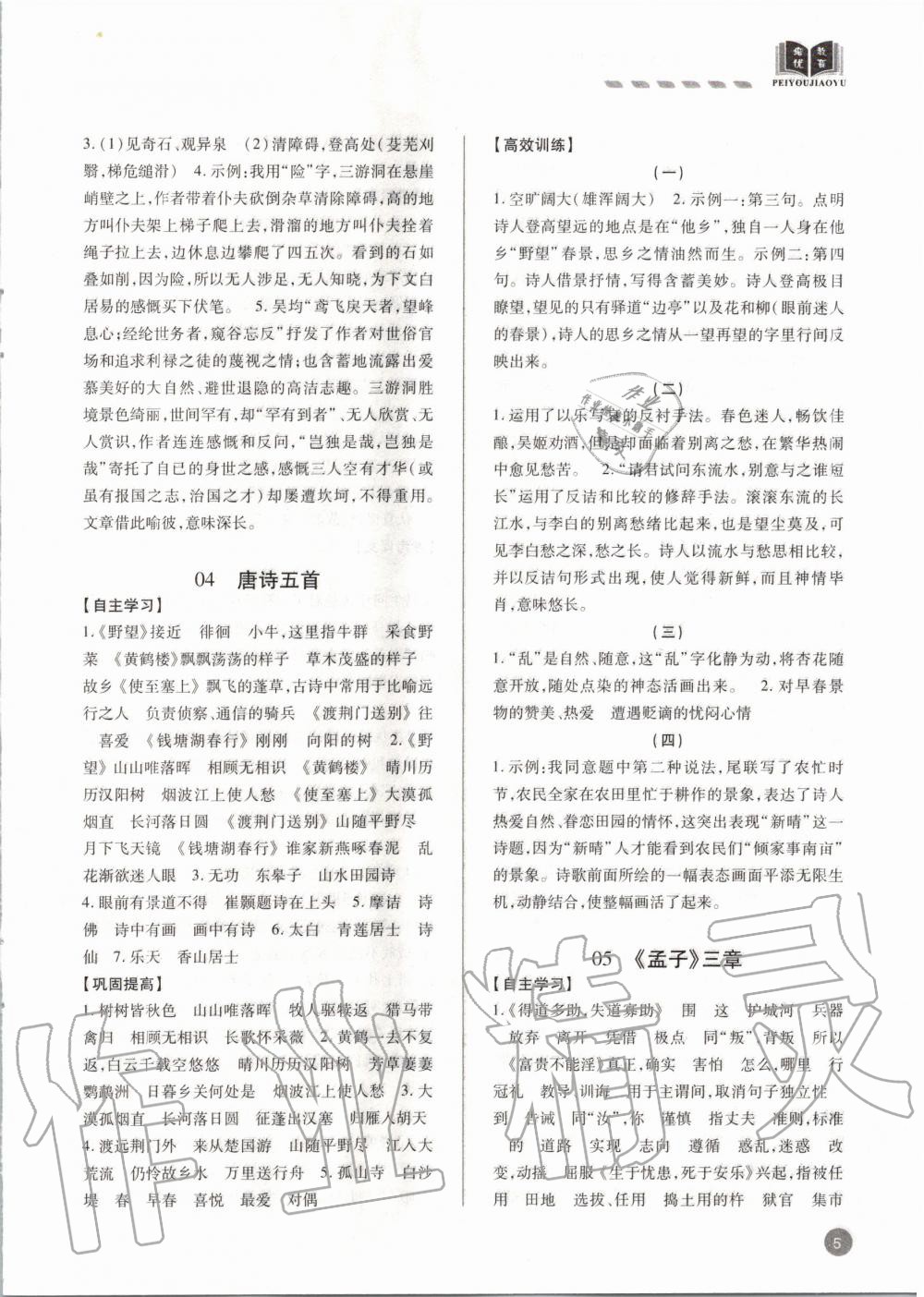 2020年專題攻略課內外古詩文閱讀高效訓練八年級 第5頁