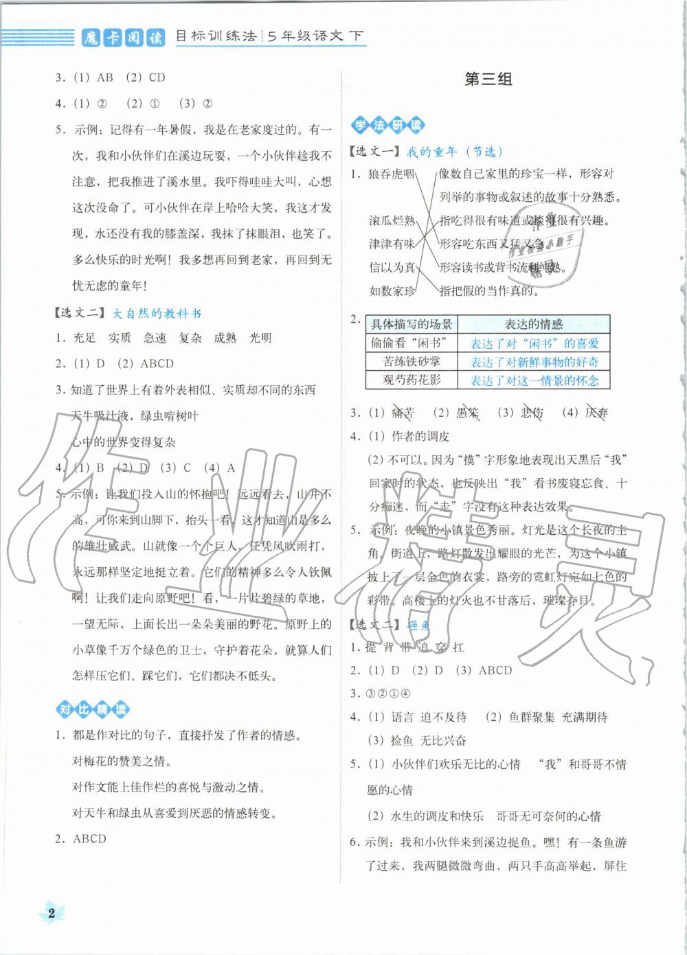 2020年魔卡閱讀目標(biāo)訓(xùn)練法五年級(jí)語(yǔ)文下冊(cè)人教版 第2頁(yè)