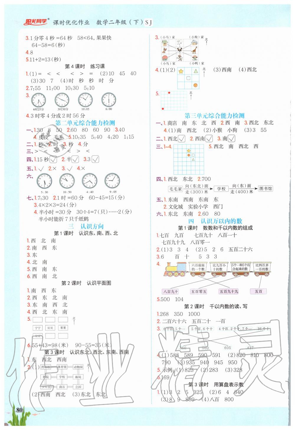 2020年陽光同學(xué)課時優(yōu)化作業(yè)二年級數(shù)學(xué)下冊蘇教版 第2頁