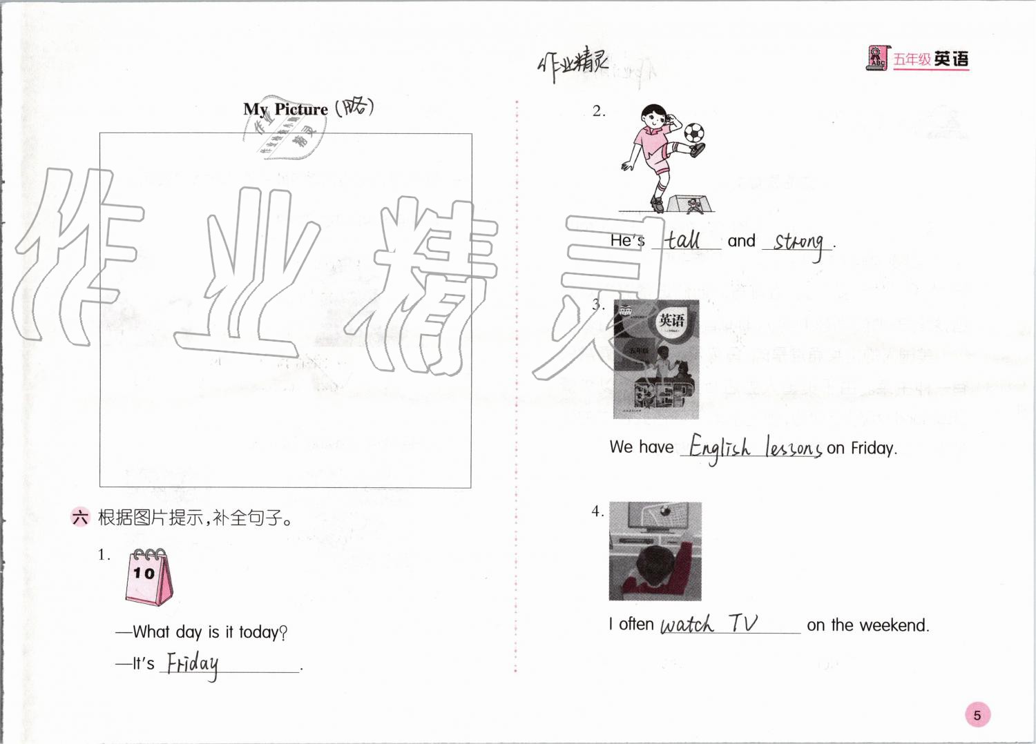 2020年寒假作業(yè)五年級(jí)英語人教版安徽少年兒童出版社 第5頁