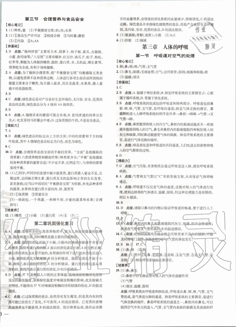 2020年點(diǎn)撥訓(xùn)練七年級(jí)生物下冊(cè)人教版 第4頁(yè)