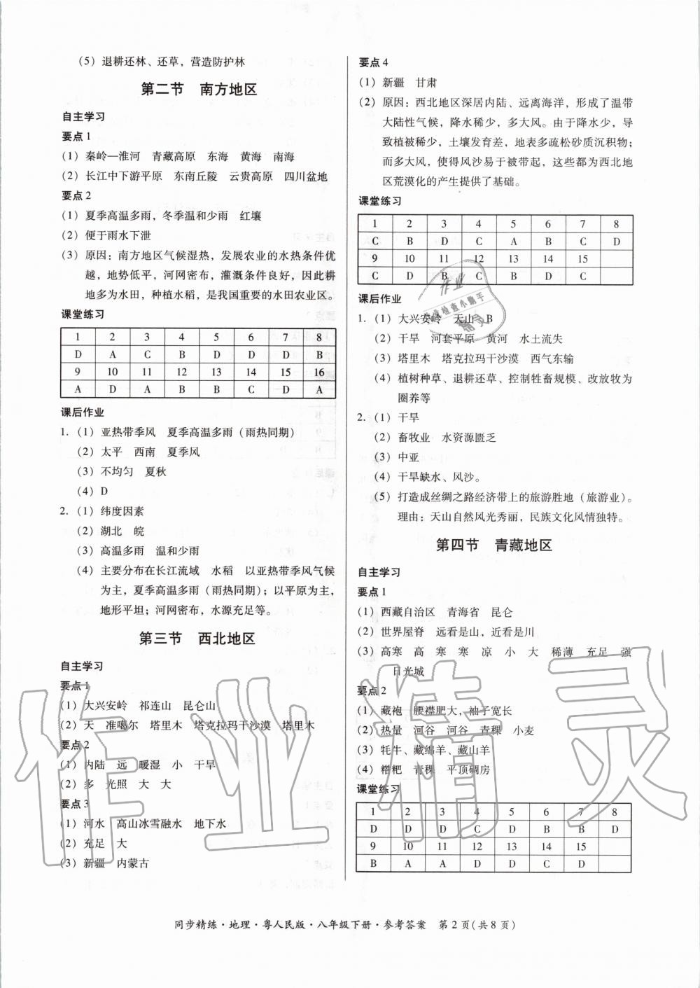 2020年同步精练八年级地理下册粤人民版 第2页