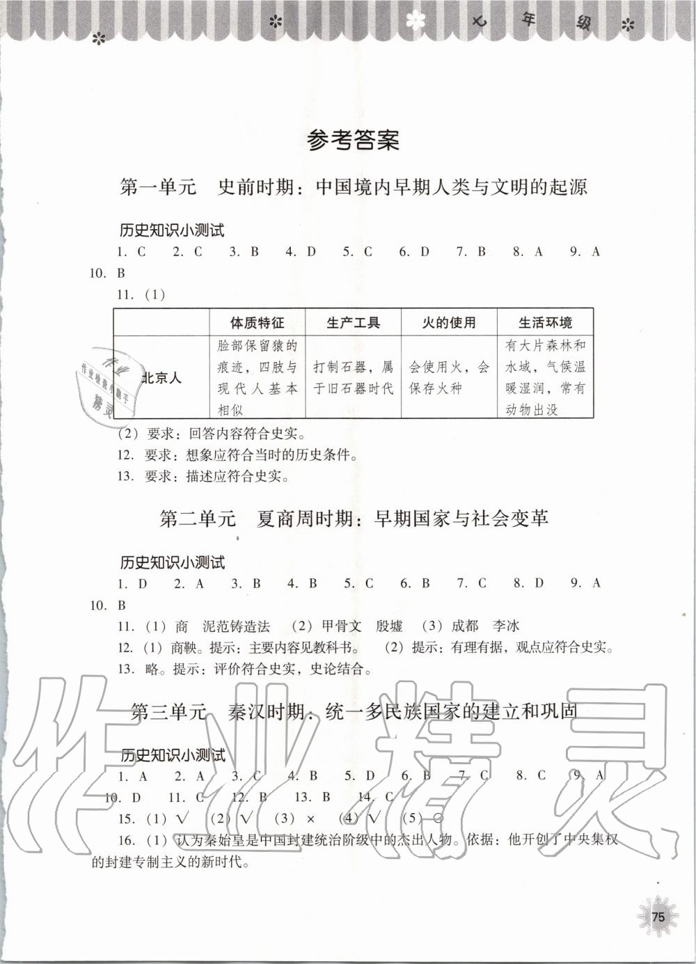 2020年快樂寒假七年級(jí)中國(guó)歷史山西教育出版社 第1頁