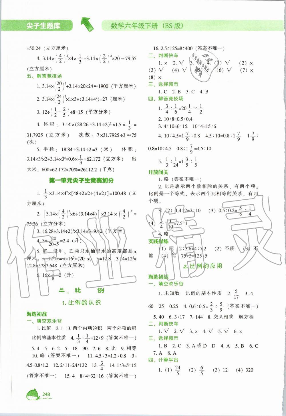 2020年尖子生題庫(kù)六年級(jí)數(shù)學(xué)下冊(cè)北師大版 第4頁(yè)