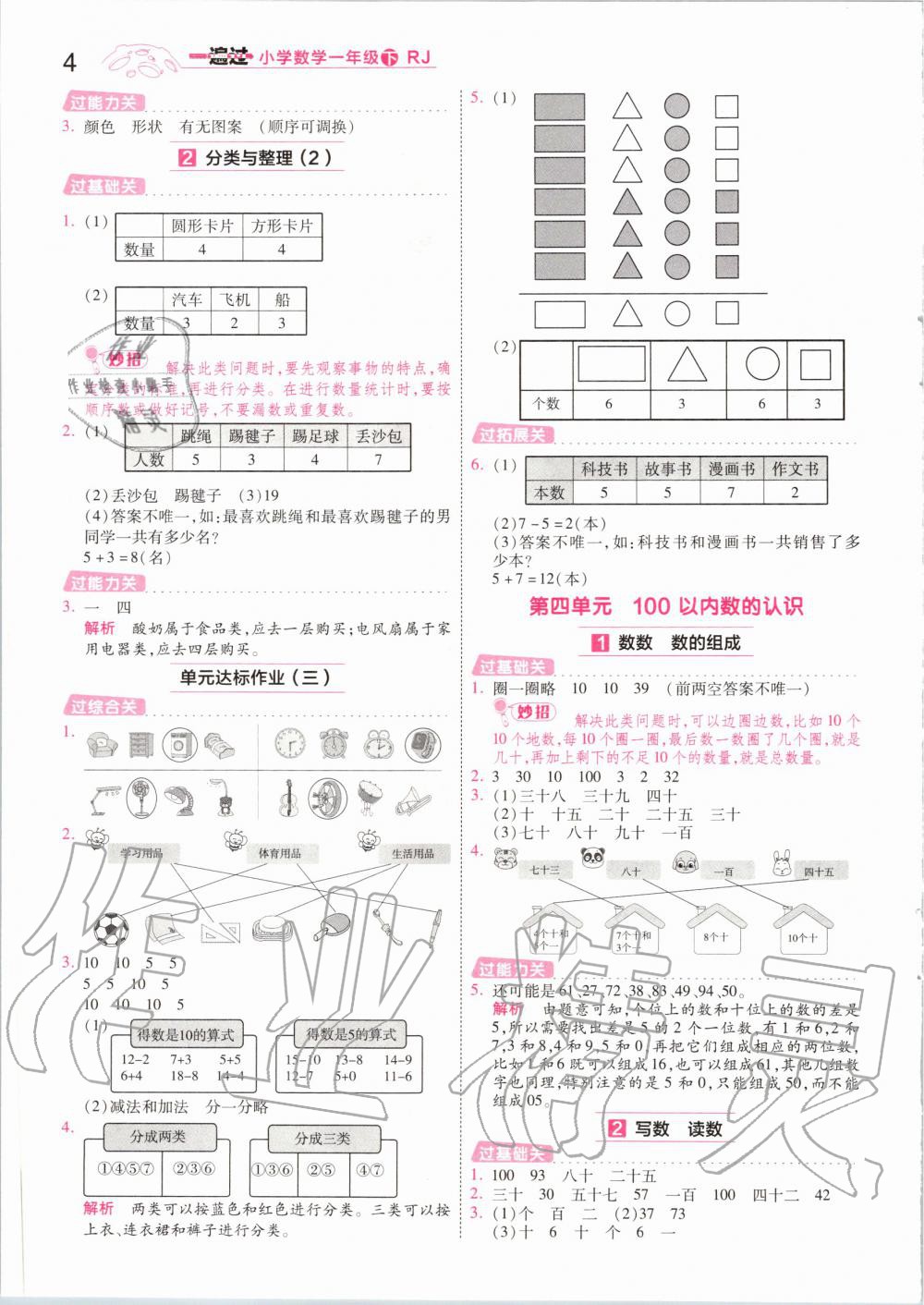 2020年一遍过小学数学一年级下册人教版 第4页