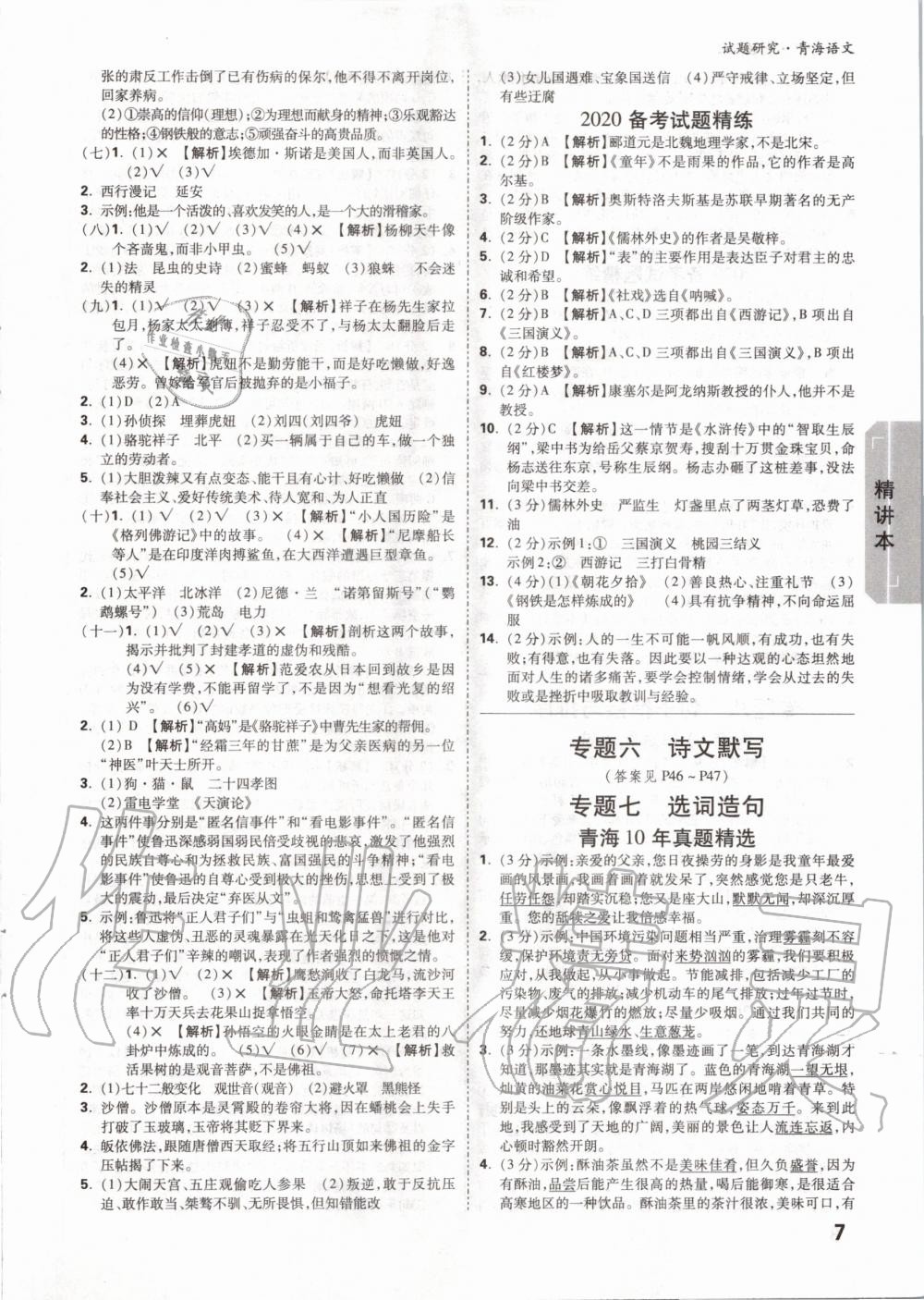 2020年萬唯中考試題研究語文青海專版 第6頁