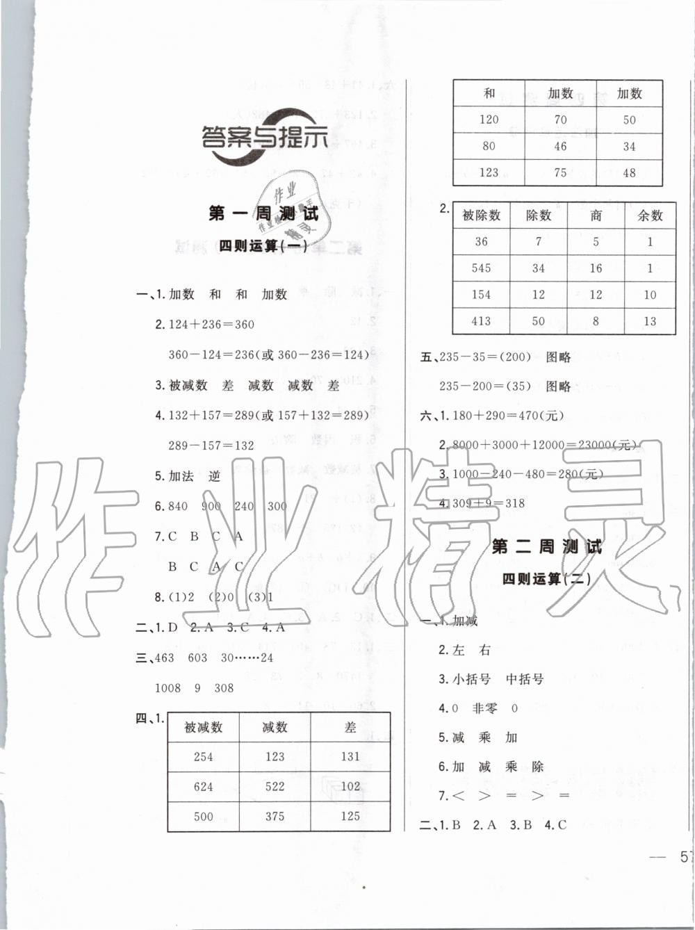 2020年悦然好学生周周测四年级数学下册人教版 第1页