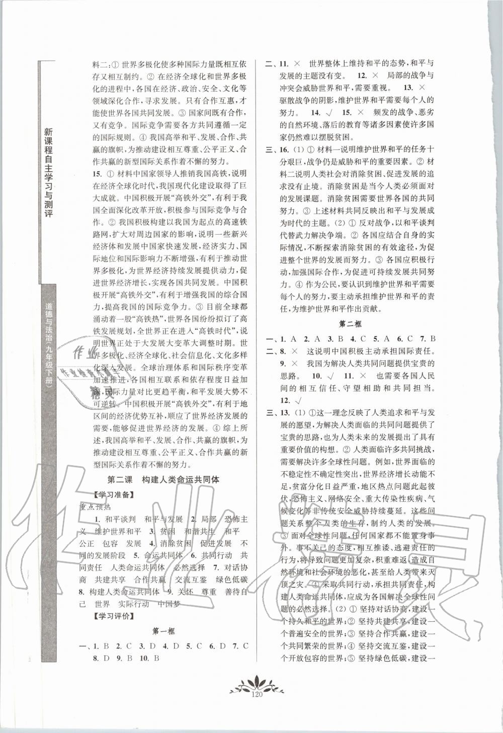 2020年新課程自主學(xué)習(xí)與測評九年級道德與法治下冊人教版 第2頁