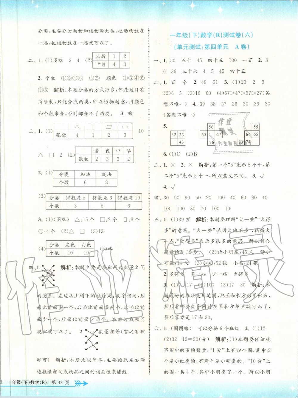 2020年孟建平小学单元测试一年级数学下册人教版 第4页