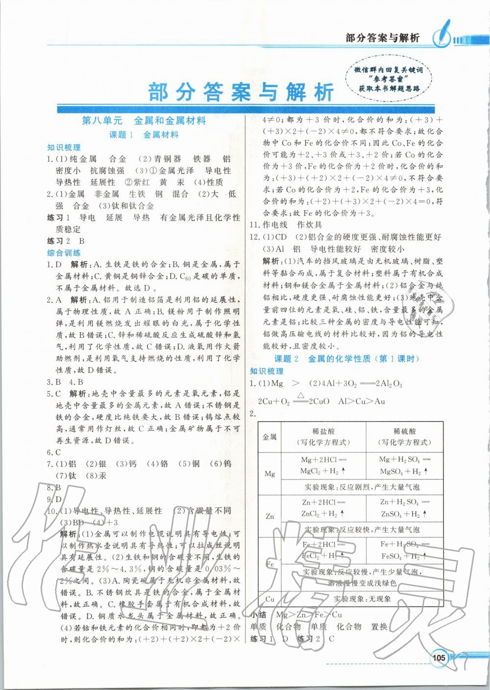 2020年同步导学与优化训练九年级化学下册人教版 第1页