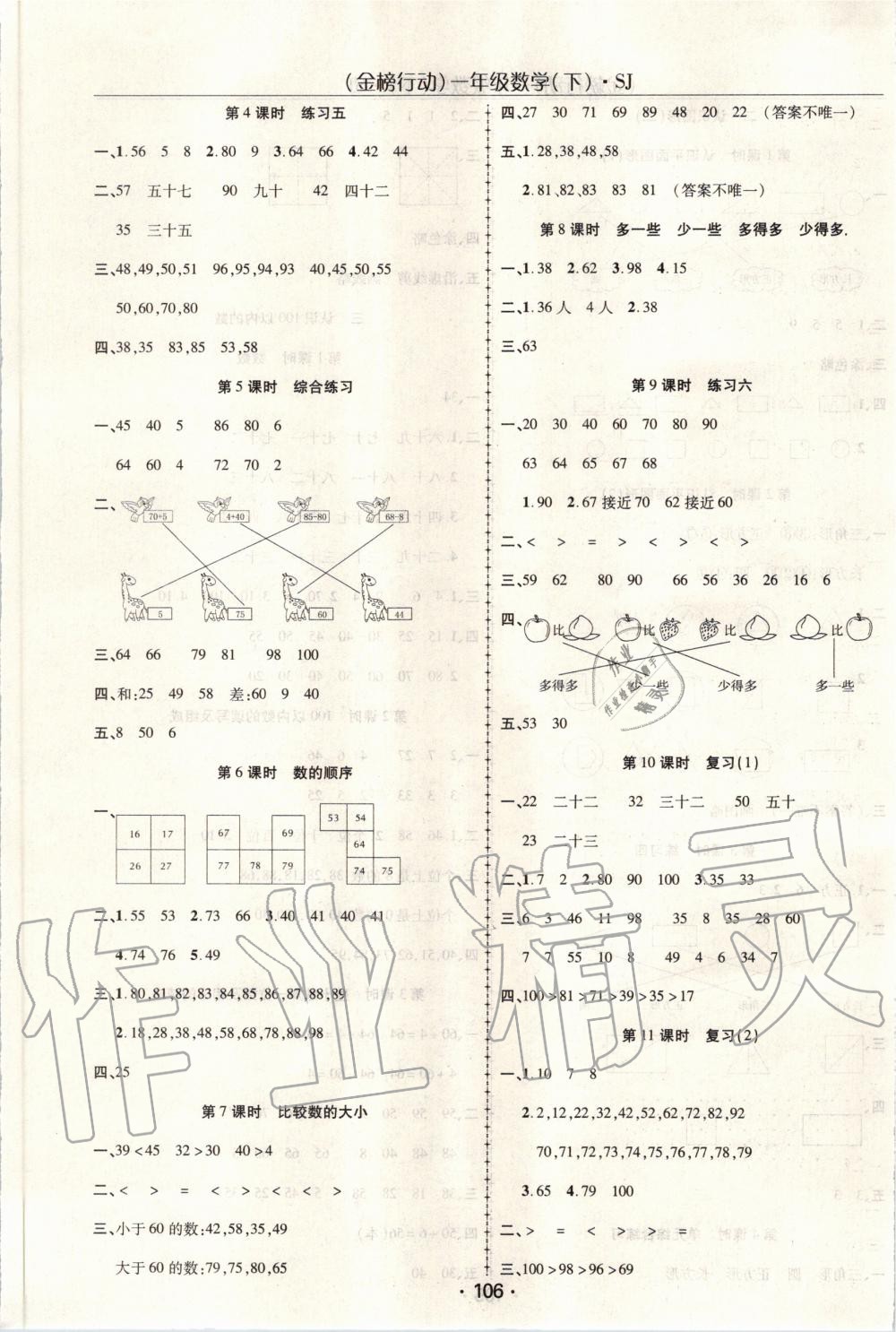 2020年金榜行動(dòng)一年級(jí)數(shù)學(xué)下冊(cè)蘇教版 第3頁(yè)