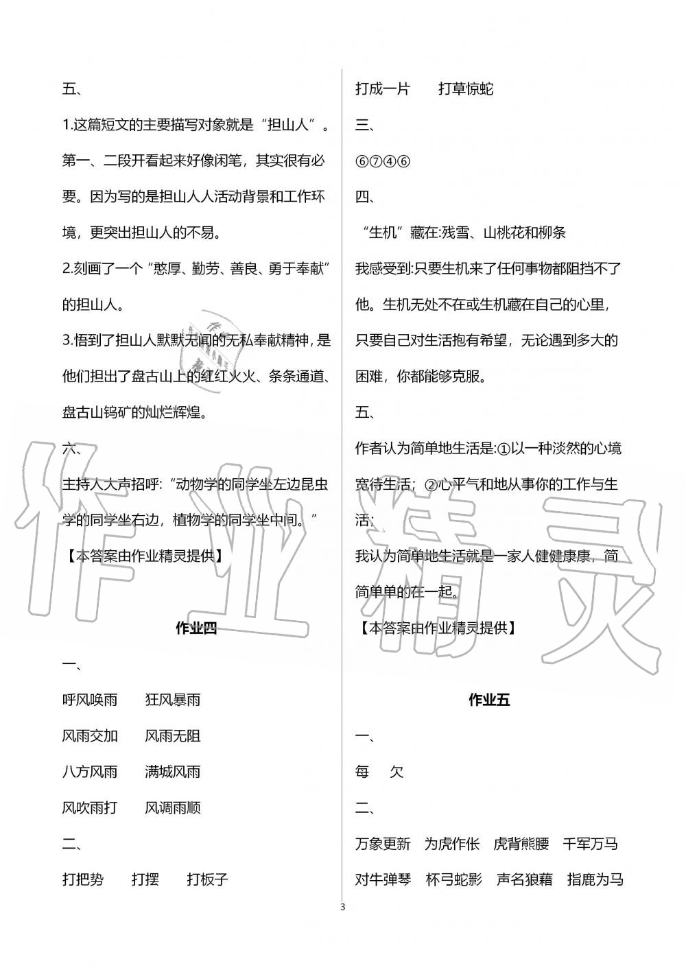 2020年语文寒假作业六年级人教版长江少年儿童出版社 第3页