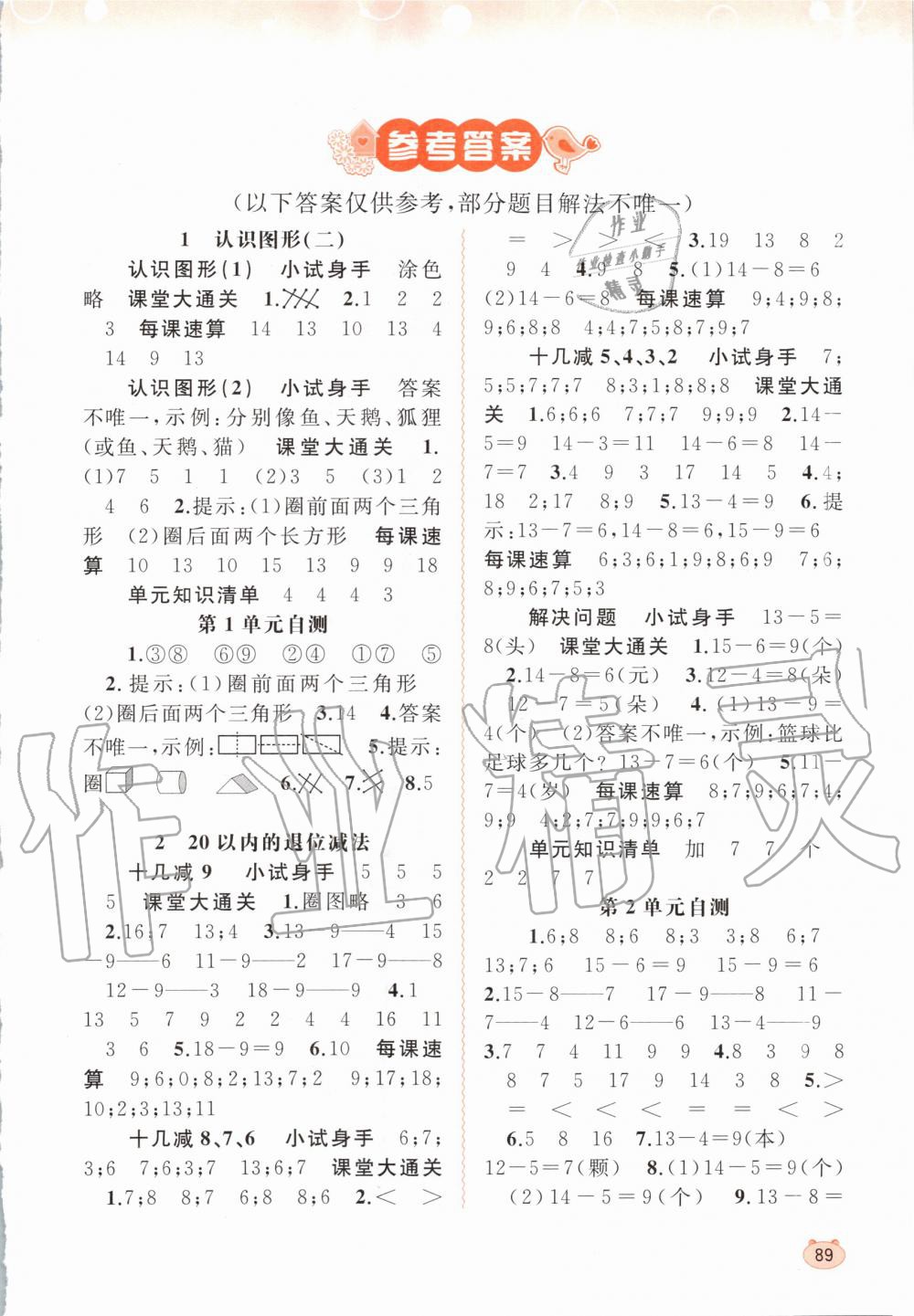 2020年新課程學(xué)習(xí)與測評同步學(xué)習(xí)一年級數(shù)學(xué)下冊人教版 第1頁