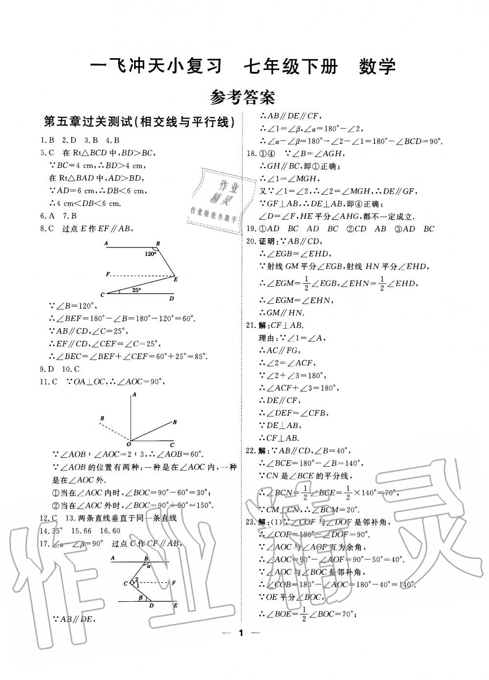 2020年一飛沖天小復(fù)習(xí)七年級數(shù)學(xué)下冊人教版 第1頁