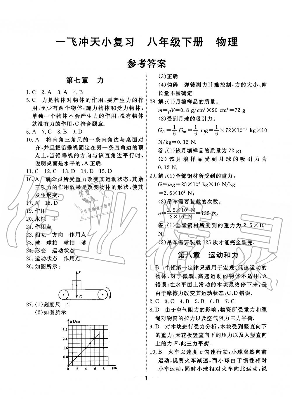 2020年一飛沖天小復(fù)習(xí)八年級物理下冊人教版 第1頁