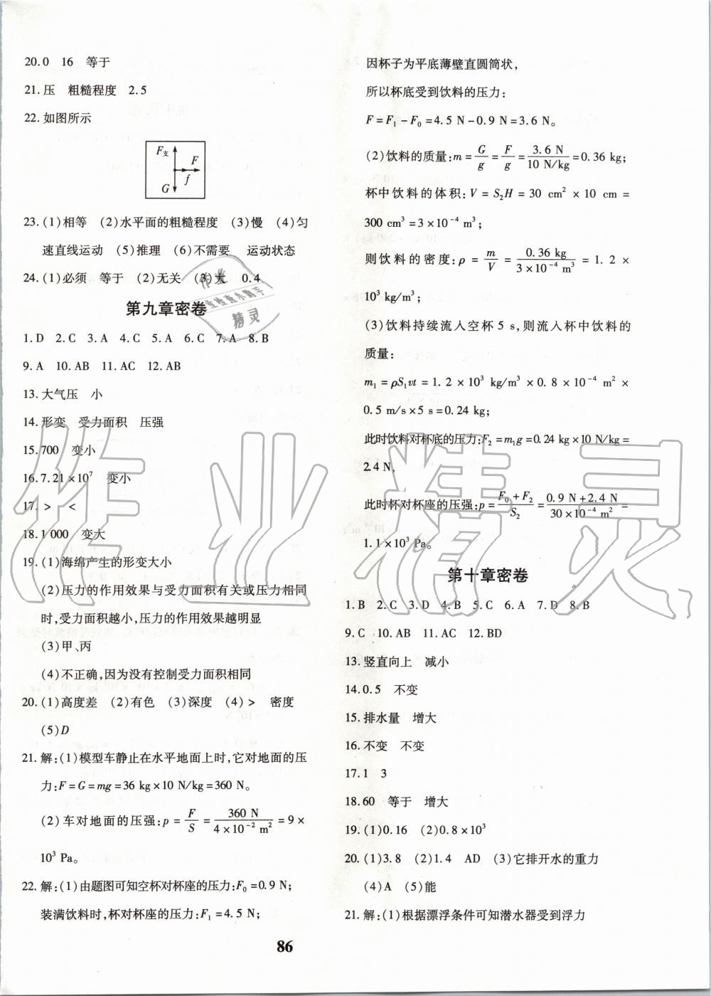 2020年黄冈360度定制密卷八年级物理下册人教版 第2页