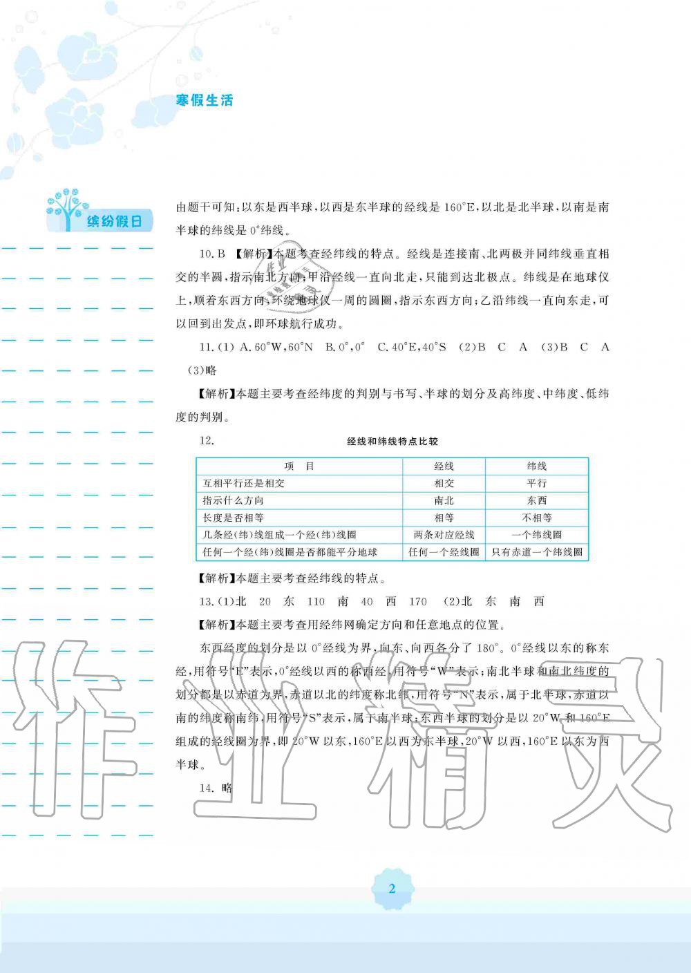 2020年寒假生活七年級地理商務(wù)星球版安徽教育出版社 第2頁