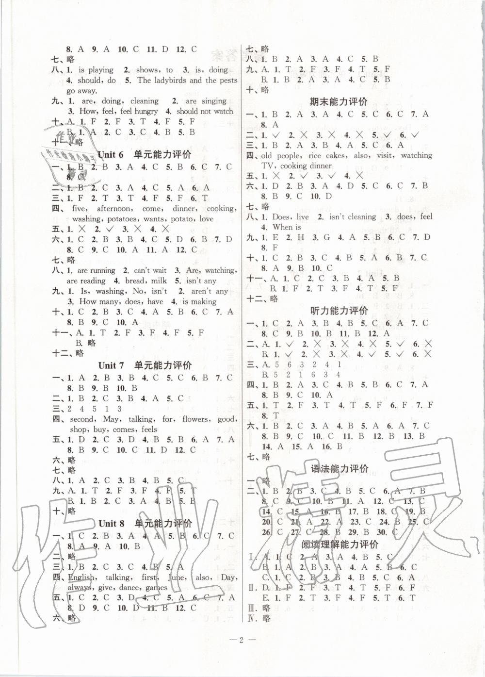 2020年小學(xué)英語(yǔ)配套單元評(píng)價(jià)五年級(jí)下冊(cè)譯林版 第2頁(yè)