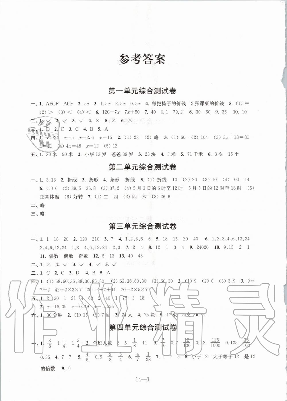 2020年同步練習配套試卷五年級數(shù)學下冊蘇教版江蘇鳳凰科學江蘇出版社 第1頁