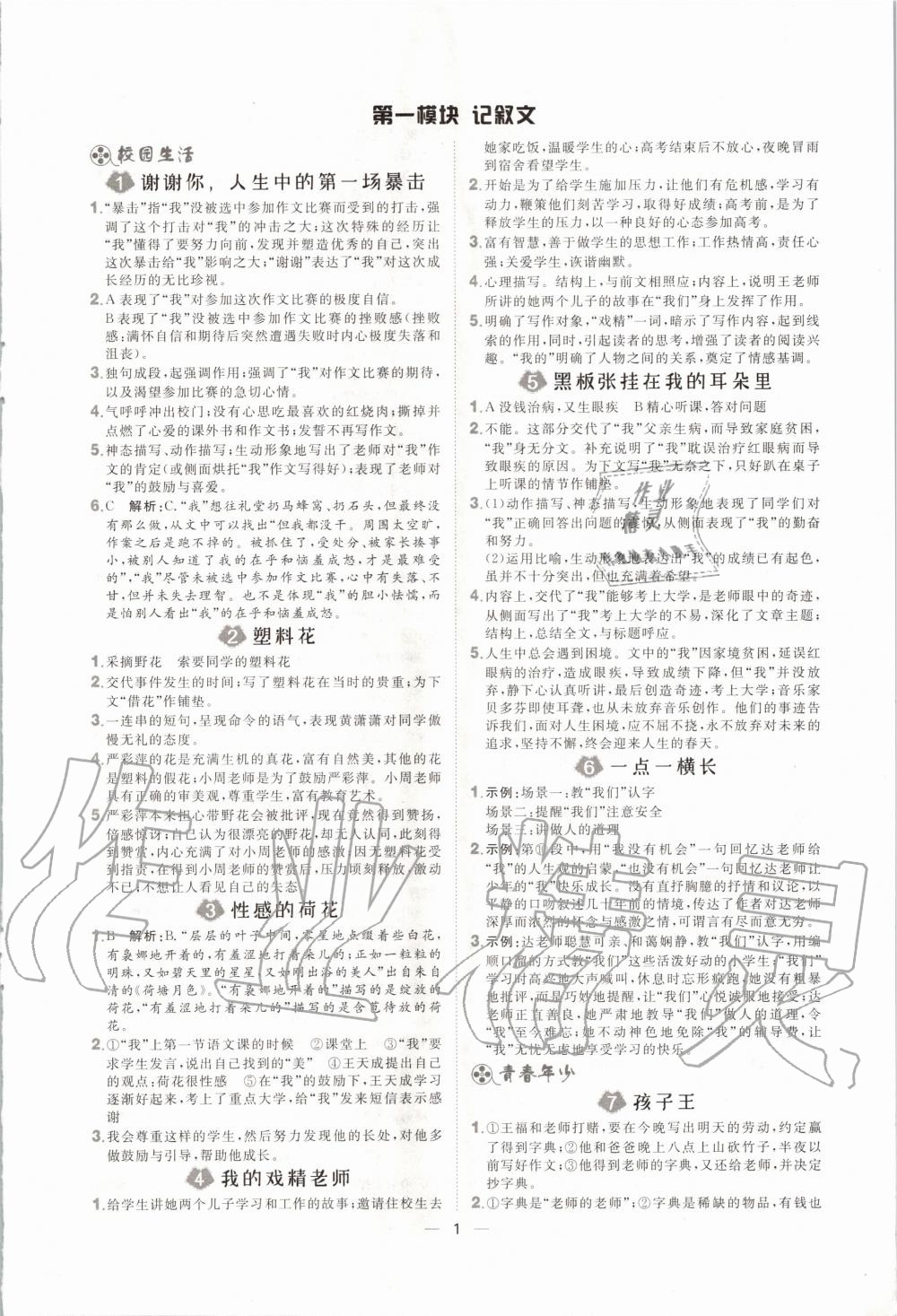 2019年陽光計(jì)劃現(xiàn)代文拓展閱讀九年級(jí)語文全一冊(cè)人教版 第1頁